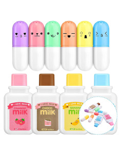 Juego de Papelería Kawaii Outus 10 Piezas con Bolígrafos y Cinta