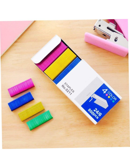 800 Grapas Coloridas Estándar 24/6mm Rosojodg para Oficina