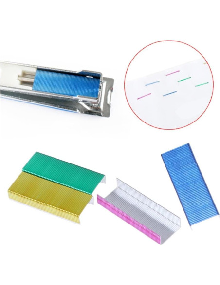 800 Grapas Coloridas Estándar 24/6mm Rosojodg para Oficina