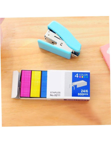 800 Grapas Coloridas Estándar 24/6mm Rosojodg para Oficina