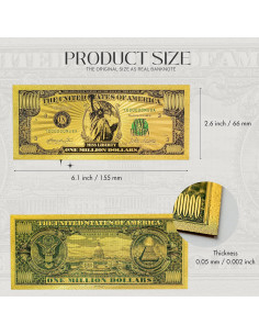 5 Marcadores de Libros de Billete de Un Millón Oro Vital Goods 2