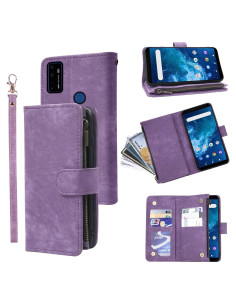 Funda de Cuero Premium Dibosom para Cricket Innovate E 5G Púrpura