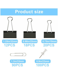 Clips de Papel y Carpeta LyBlissor 240 PCS Variados 2