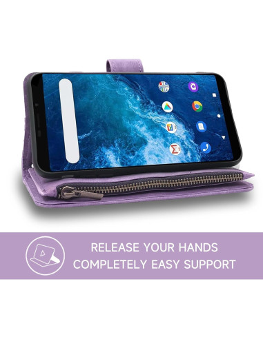 Funda de Cuero Premium Dibosom para Cricket Innovate E 5G Púrpura