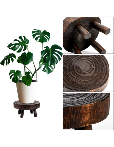 Juego de 2 Taburetes de Madera TOPZEA para Plantas 12-17 cm