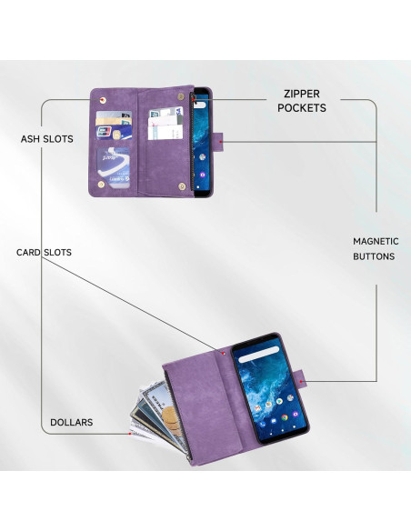 Funda de Cuero Premium Dibosom para Cricket Innovate E 5G Púrpura