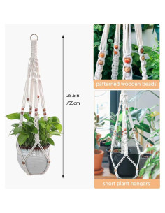 Soportes de Macramé para Plantas Belit - 2 Piezas Beige 64.77 cm 2