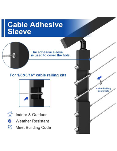BLIKA 100 Pack Mangas Adhesivas para Barandilla de Cable 1/8"