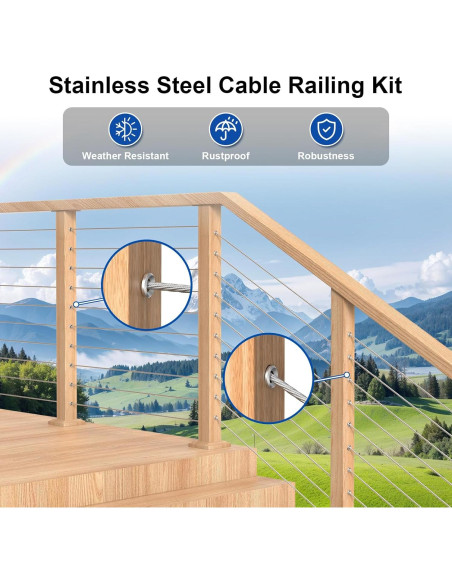 BLIKA 100 Pack Mangas Adhesivas para Barandilla de Cable 1/8"