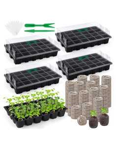 Kit de Inicio de Semillas Hahood 4 Bandejas 24 Celdas