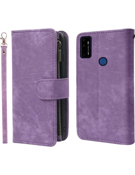 Funda de Cuero Premium Dibosom para Cricket Innovate E 5G Púrpura