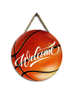 Cartel de Bienvenida Redondo de Madera Baloncesto 30.48cm