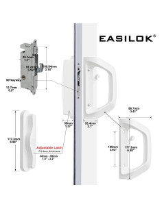 Juego de Manija de Puerta Deslizante AIsecure Blanco Sin Llave 2