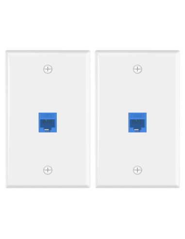 Placa de Pared Ethernet VCE 1 Puerto Cat6 Azul - Paquete de 2