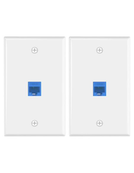 Placa de Pared Ethernet VCE 1 Puerto Cat6 Azul - Paquete de 2