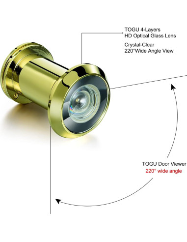 Mirador de Puerta TOGU TG3522YG Oro PVD 220 Grados