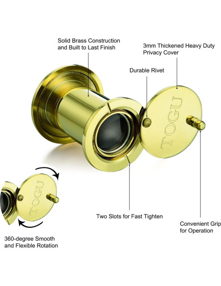 Mirador de Puerta TOGU TG3522YG Oro PVD 220 Grados