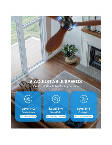 Ventilador de Techo VONLUCE 106.68 cm con Luz y Control Remoto