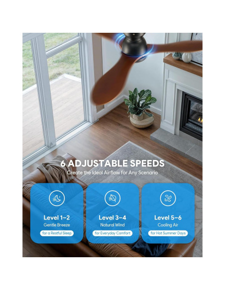 Ventilador de Techo VONLUCE 106.68 cm con Luz y Control Remoto