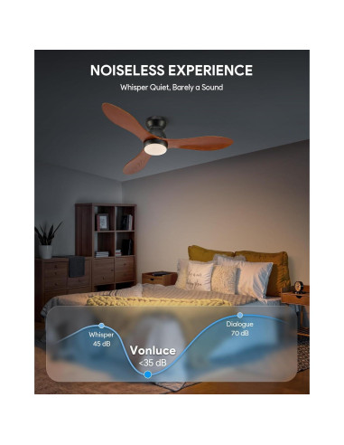 Ventilador de Techo VONLUCE 106.68 cm con Luz y Control Remoto