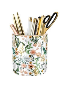 Soporte para lápices WAVEYU cerámica flor blanca 10 cm
