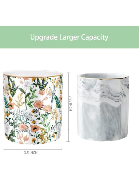 Soporte para lápices WAVEYU cerámica flor blanca 10 cm