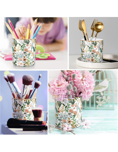 Soporte para lápices WAVEYU cerámica flor blanca 10 cm