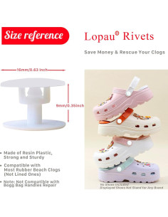 Remaches de Reemplazo Lopau para Zuecos - 10 Botones EVA Blancos 2