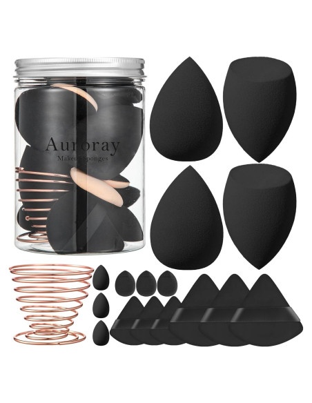 Juego de 17 Esponjas de Maquillaje Auroray - Negro