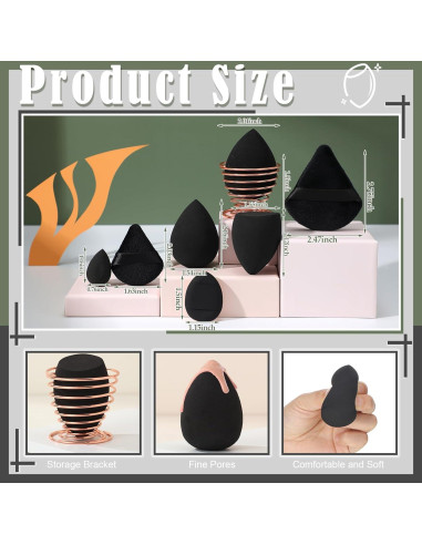 Juego de 17 Esponjas de Maquillaje Auroray - Negro