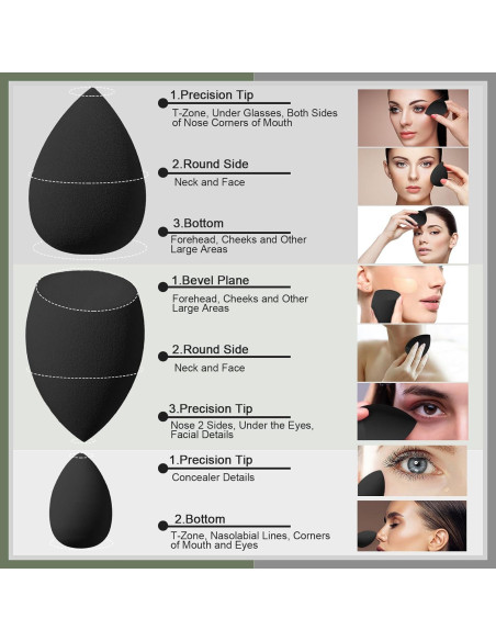 Juego de 17 Esponjas de Maquillaje Auroray - Negro