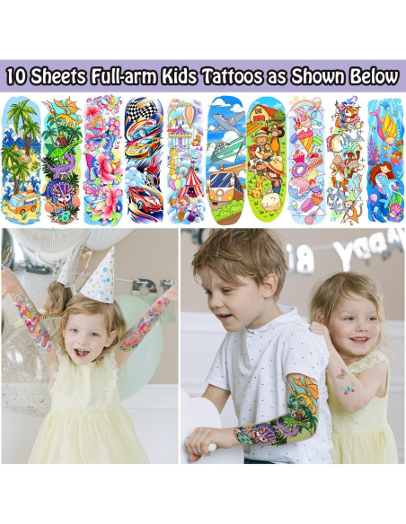 Tatuajes Temporales para Niños Leesgel - 66 Hojas Diversas Tatuajes Temporales para Niños Leesgel - 66 Hojas Diversas