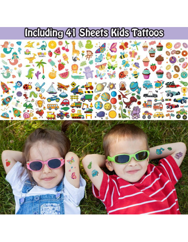 Tatuajes Temporales para Niños Leesgel - 66 Hojas Diversas