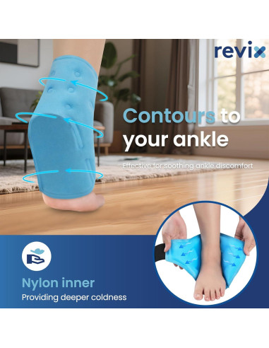 Funda de Hielo para Tobillo REVIX - Gel Frío Reutilizable 19.1x12.3cm