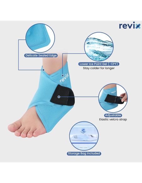 Funda de Hielo para Tobillo REVIX - Gel Frío Reutilizable 19.1x12.3cm