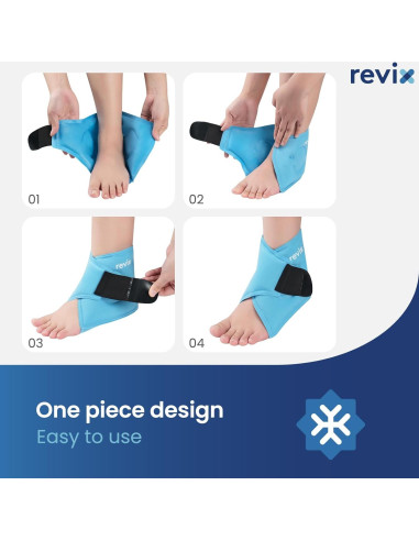 Funda de Hielo para Tobillo REVIX - Gel Frío Reutilizable 19.1x12.3cm