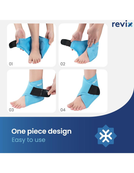 Funda de Hielo para Tobillo REVIX - Gel Frío Reutilizable 19.1x12.3cm