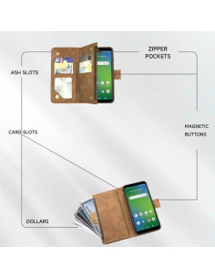 Funda de billetera Dibosom para Cricket Icon 4, cuero marrón 2