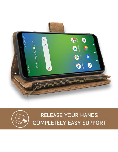 Funda de billetera Dibosom para Cricket Icon 4, cuero marrón