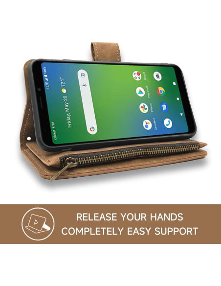 Funda de billetera Dibosom para Cricket Icon 4, cuero marrón