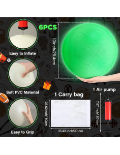 Pelotas Brillantes en la Oscuridad Hiboom - 6 Pcs 25.4 cm 2