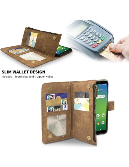 Funda de billetera Dibosom para Cricket Icon 4, cuero marrón