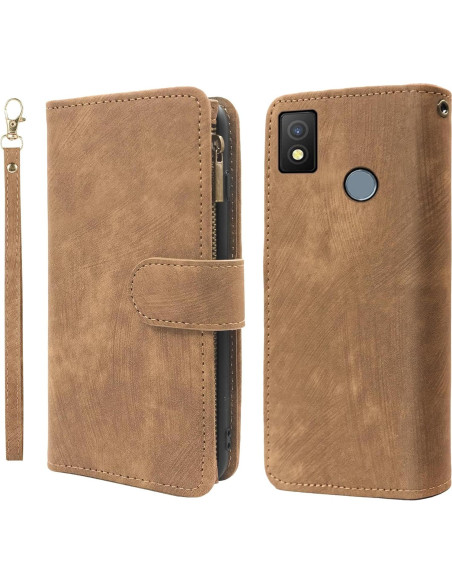 Funda de billetera Dibosom para Cricket Icon 4, cuero marrón