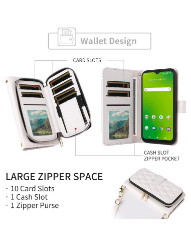 Funda de Cartera Dswteny para Cricket Icon 5 y AT&T Motivate 4