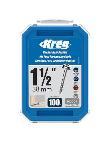 Tornillos de bolsillo Kreg SML-C150-100 Zinc 1.5" (100 unidades)