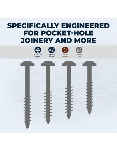 Tornillos de bolsillo Kreg SML-C150-100 Zinc 1.5" (100 unidades)