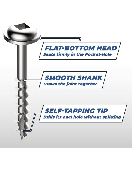 Tornillos de bolsillo Kreg SML-C150-100 Zinc 1.5" (100 unidades)