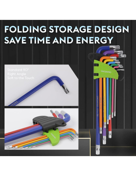 Juego de Llaves Allen Torx SAKSIAPRO 10 Piezas con Mango en T