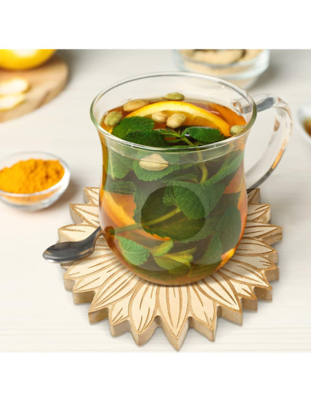 2 Posavasos de Madera Newtay Girasol 15 cm Antideslizantes