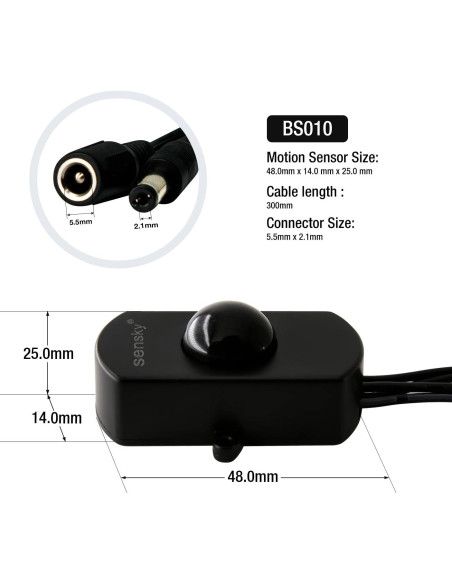 Interruptor Sensor de Movimiento SENSKY BS010H 12-30V 3A LED Interruptor Sensor de Movimiento SENSKY BS010H 12-30V 3A LED